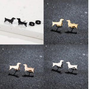 Stainless Steel Dachshund Stud Earrings in Silver, Gold, Rose Gold or Black